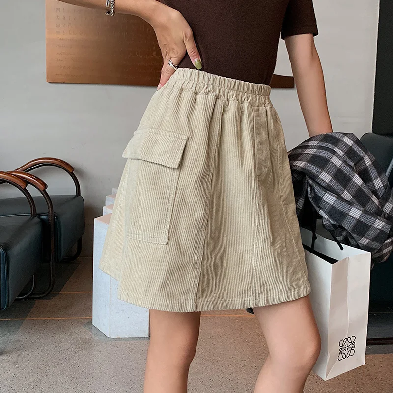 Comprar Faldas lápiz de oficina para mujer talla grande 2019 Otoño Invierno falda cintura alta elástica mini faldas negras para mujer K0391