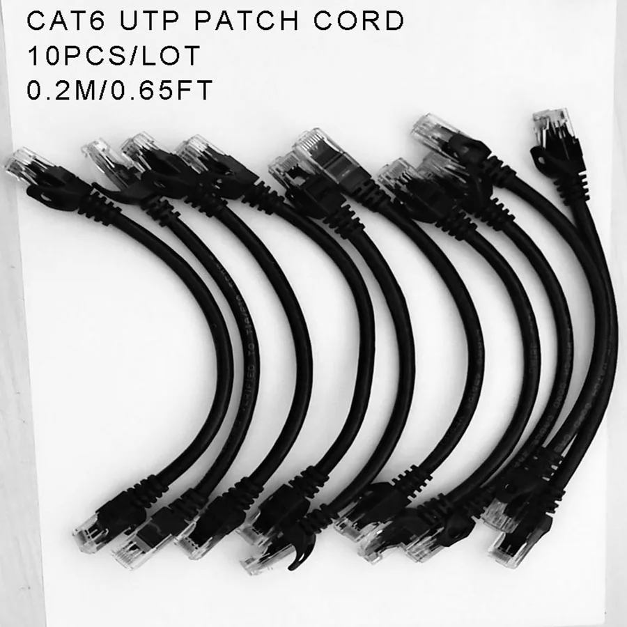 Lot 0.5ft 0.65ft 1ft Cat6 Utp Cabo Cabo Ethernet Cabo de Fio de Rede Rj45 Cabo de Remendo Cabo Preto Lan 10 Pcs - Image 3