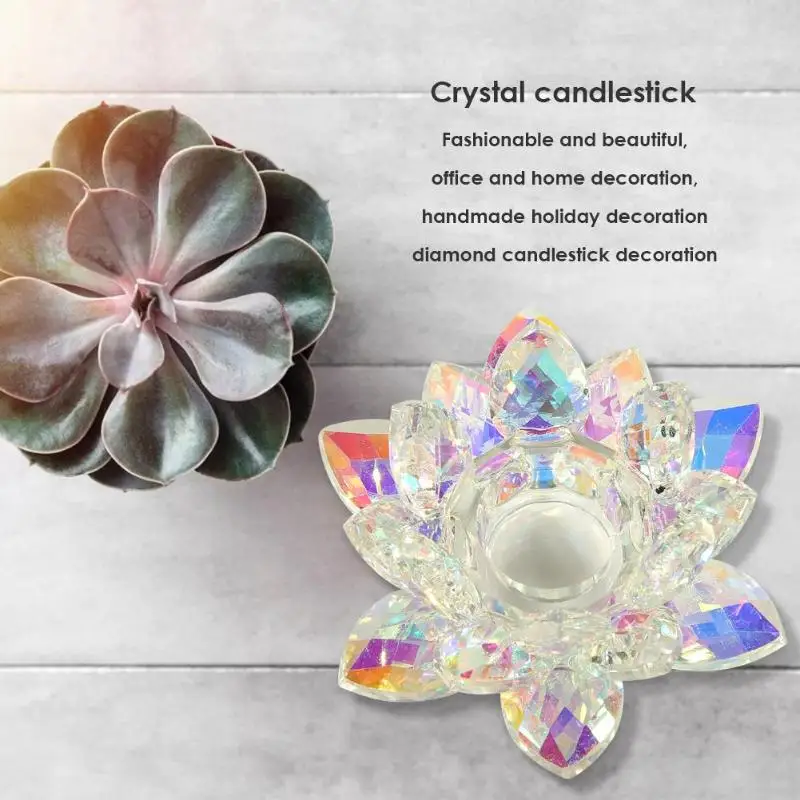 Красочные CrystalCandle держатели многоцветный Стекло цветок свеча Чай светильник держатель буддийские подсвечник Kaarsenhouder подсвечник