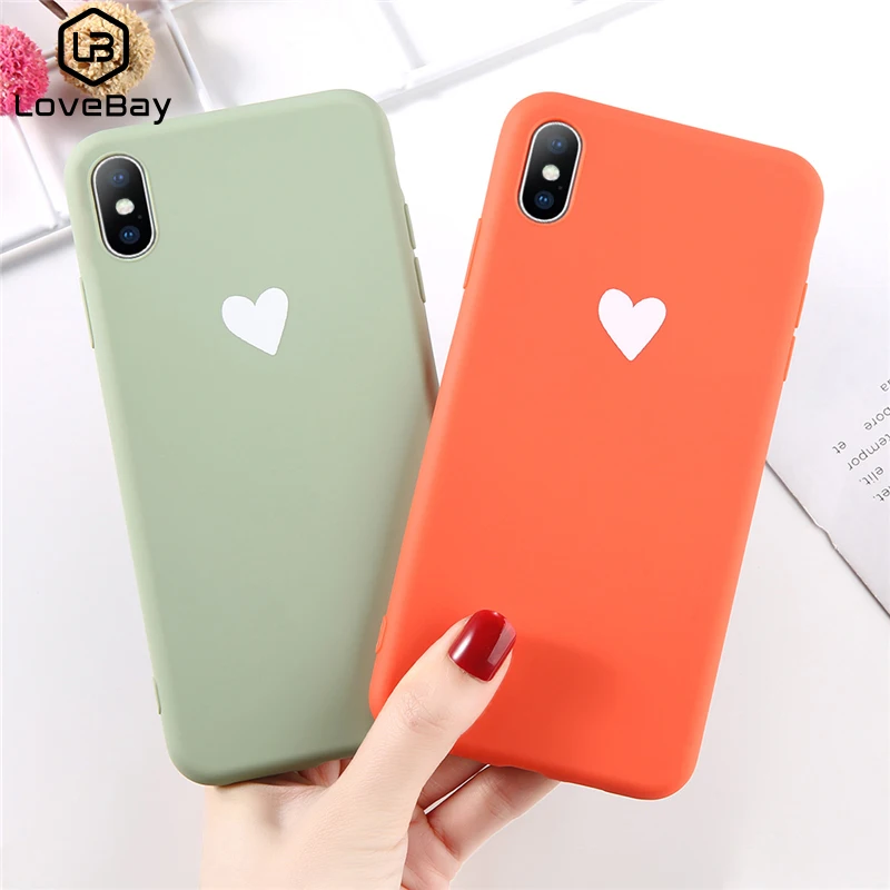 Lovebay Phone Case For iPhone 6 6s 7 8 Plus X XR XS Max Fashion Fresh Green Love Heart Soft Silicon TPU |