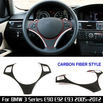 

Parts Steering Wheel Decor Trim + Shift Knob Cover ABS Carbon Fiber Black Decoration Accessory