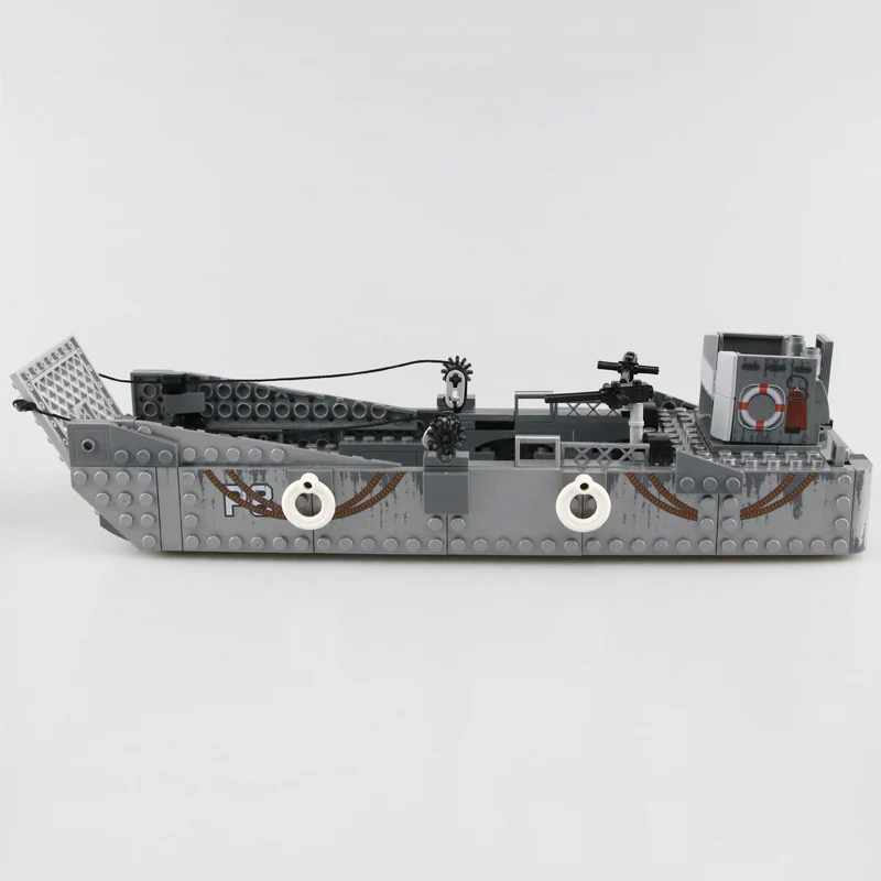  Military USA Army LCM3 Landing Boat Building Blocks WW2 Military Army Soldiers Figures Weapon gun p