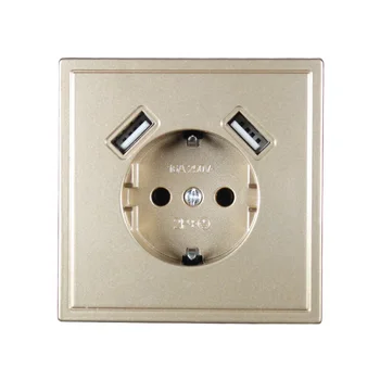 

USB Wall Socket Free shipping Double USB Port 5V 2A usb wall outlet high quality usb murale GOLD color J2-01J