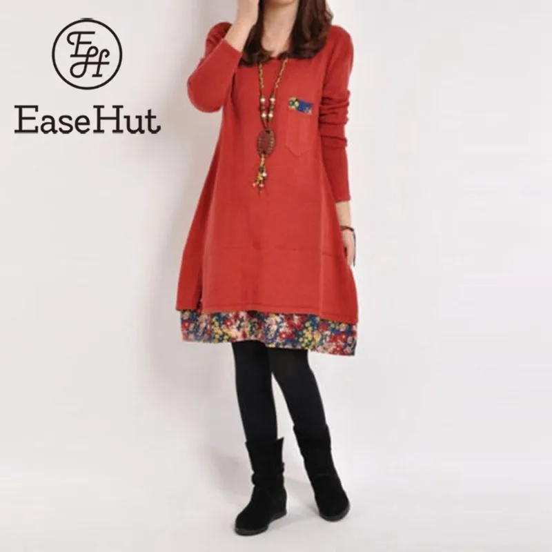 EaseHut 2020 женское весенне летнее платье Mori Girl с цветочными вставками и карманами