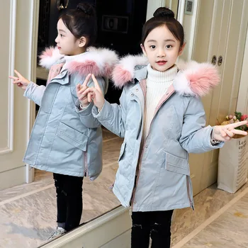 

New Winter Thick Jacket Coat For Children 3-14Y Outerwear Kids Warm Parka Girls Clothes Casual Long Hooded Jackets For Girl