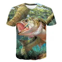 Rahat balklk T-shirt balk yeni 3D bask o-ring boyun erkek tirt yaz ksa kollu tirt s-6xl
