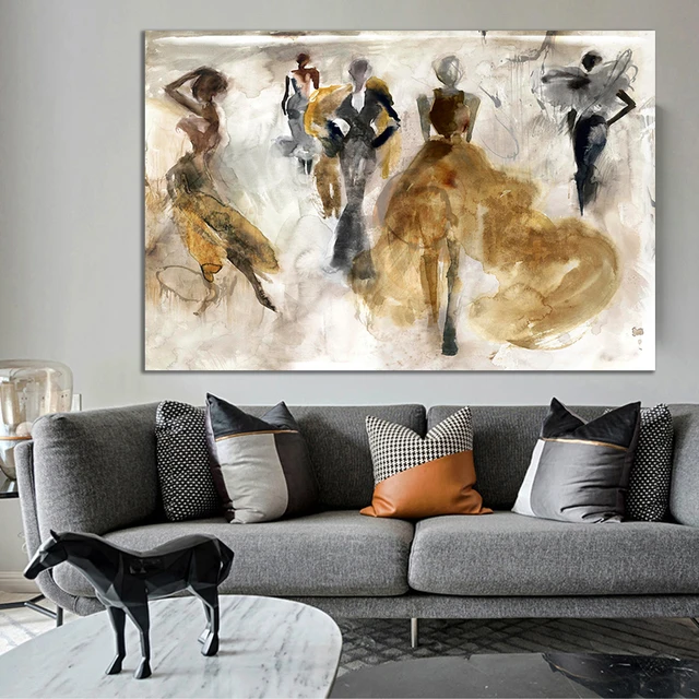 Abstract Oil Painting with Dancing People Printed on Canvas 2