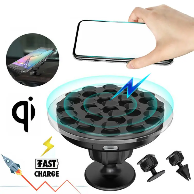

New Qi Wireless Car Fast Charger Magnetic Phone Holder For iPhone X XS Max XR 8 Plus
