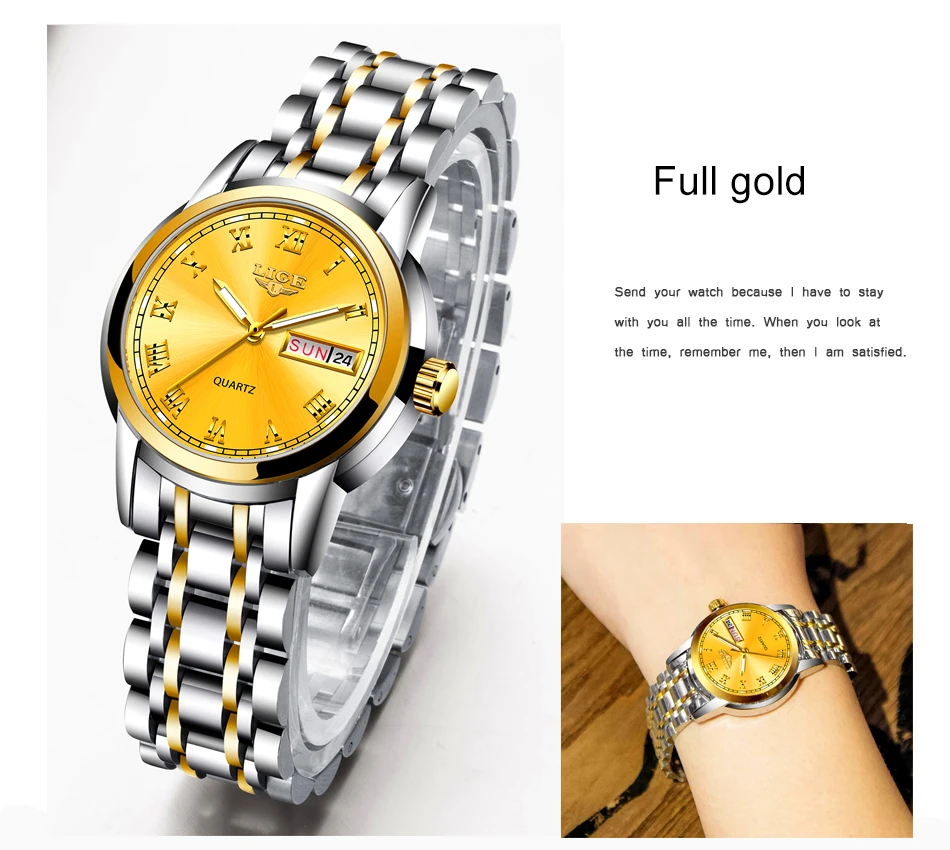 LIGE Fashion Women Watches Gold Blue Ladies Bracelet Watches Reloj Mujer 2020 New Creative Waterproof Quartz Watch For Women+Box