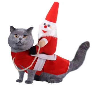 

2020 HOT Dog Costume Pet Cat Clothes Christmas Funny Santa Claus Riding Equipment Dress Role Play Apparel Kitty Kitten Cosplay