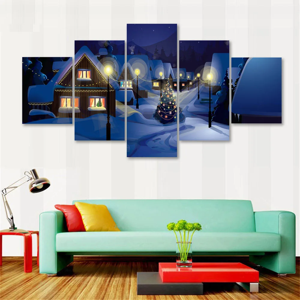 

Art Greek Wholesale Decoration Airbrush Painting 5-frame Blue Cartoon Christmas Night Amazon Supply of Goods Cross Border Supply