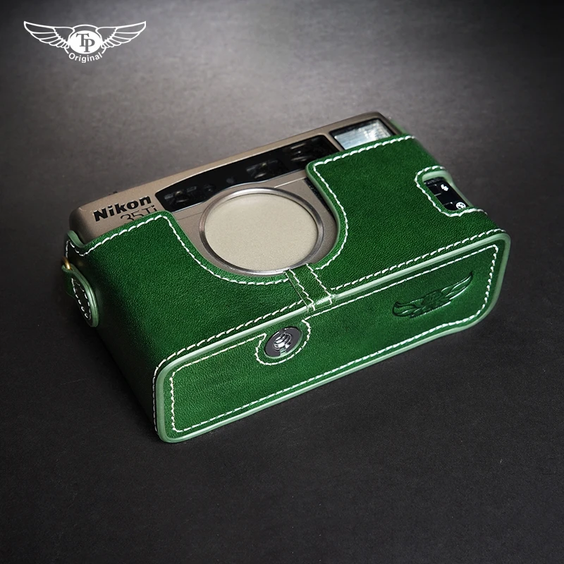 Handwork Foto Câmera de Couro Genuíno Bolsa do Corpo Caixa Case para Nikon 28ti 35ti Corpo Capa Protetora Base - Image 2