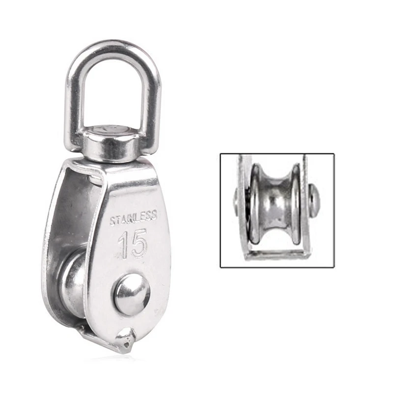 Crane Pulley Block M15 Lifting Crane Swivel Hook single Pulley Block Hanging Wire Towing Wheel 10Pcs