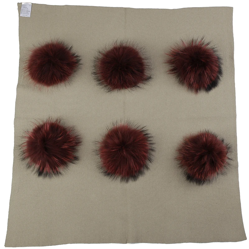 khaki wine red Geebro/теплое кашемировое Пеленальное Одеяло для новорожденных и детей постарше, одеяло для сна для путешествий с помпоном из натурального меха 15 см, постельные пеленки - Цвет: khaki wine red