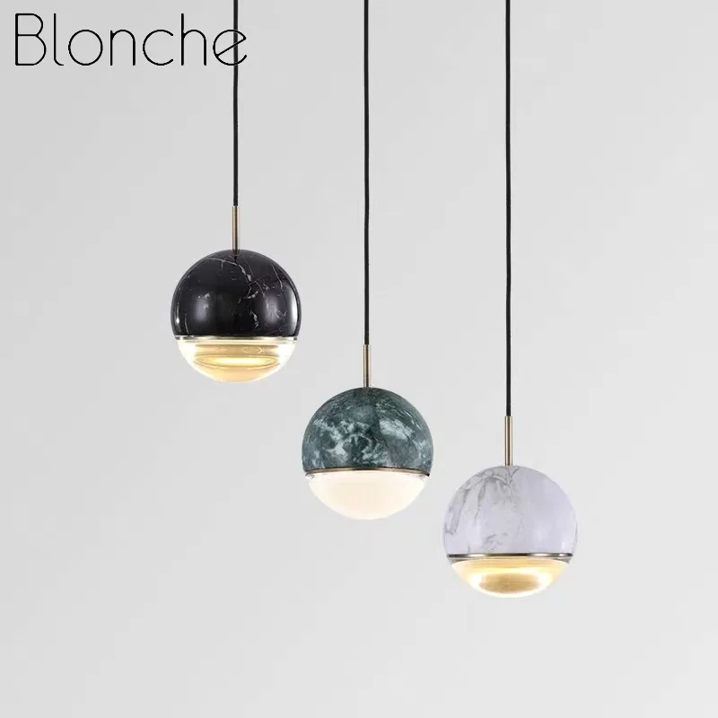 Blonche Современная Подвесная лампа мрамор+ стеклянные подвесные светильники крепление для светодиодов для гостиной, спальни, домашнего декора, освещение, лофт, светильник