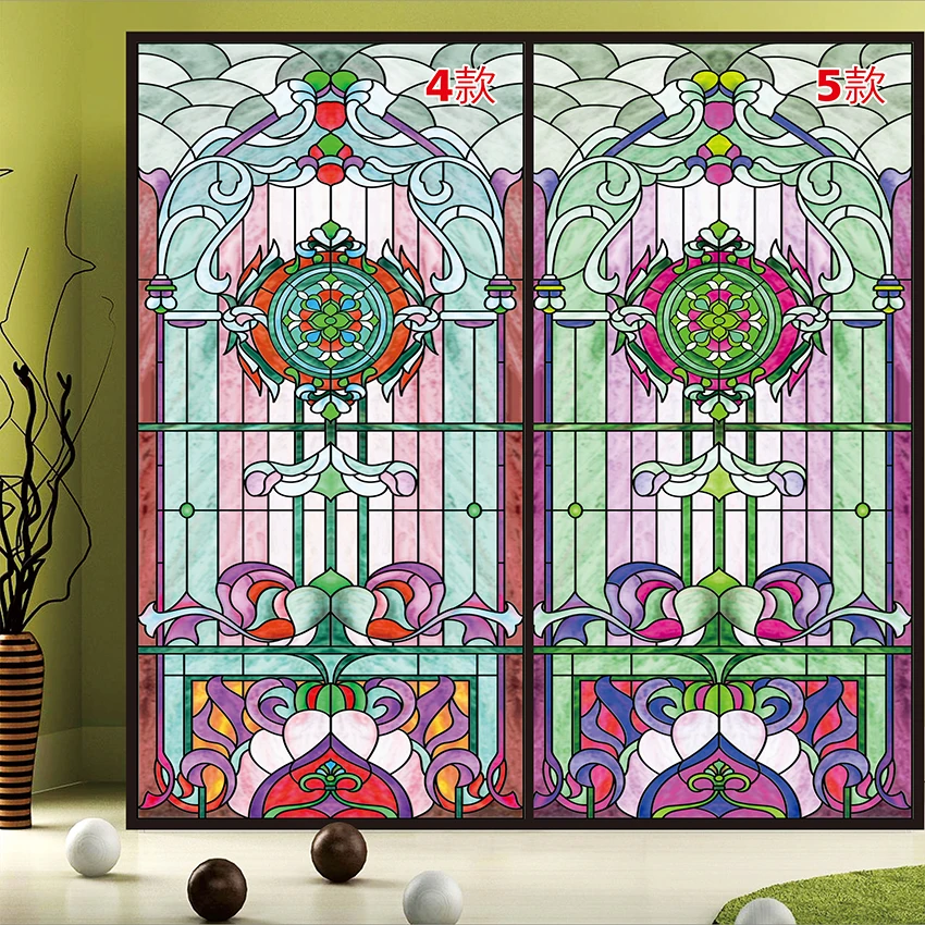 Durable Custom Size Window Sticker Static Cling Tint-Film Thermal-Insulation Opaque Symmetry Pattern Home-Decor 50cmx100cm