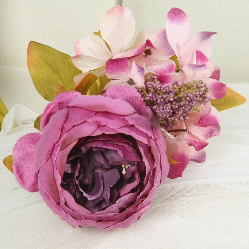 Европейский сердечник пион высшего класса имитация цветок искусственный букет цветов Свадебные украшения по оптовой цене шелковая ткань 13 цветов/пучок