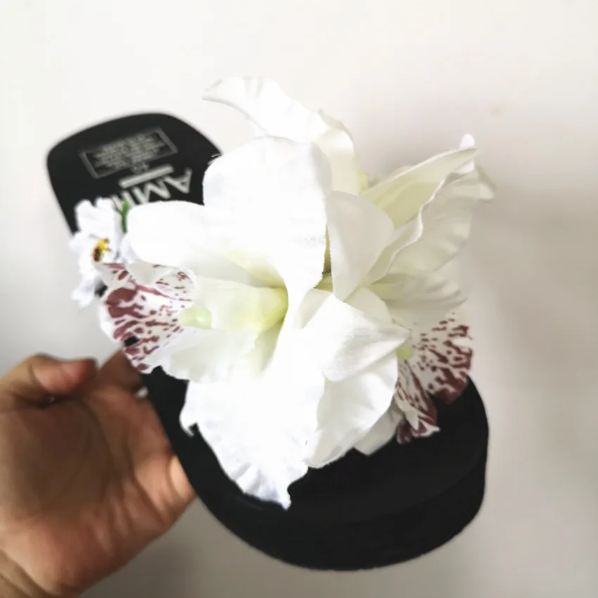 2 HAHAFLOWER/ г. Летние модные женские шлепанцы с красивым цветком орхидеи, милые Вьетнамки, большие размеры 35-44 - Цвет: 2