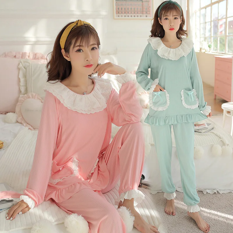 

6535 Knitted Cotton Tracksuit Pajamas 8805-1 # Casual Korean-style WOMEN'S Long Sleeve Spring And Autumn Japanese Korean Hoodie