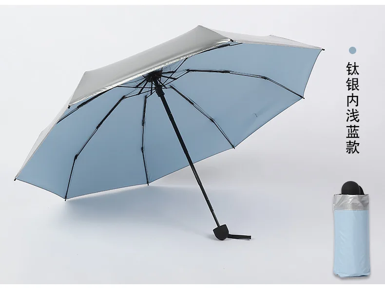 Creative New Style Titanium Silver Half off 8 Bone Parasol Customizable Mini College Style All-Weather Umbrella Silver Plastic U