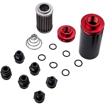 

AN6 AN8 AN10 Inline Fuel Filter Oil Catch Can High Flow Cleanable Black & Red