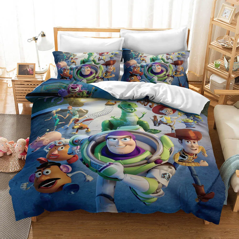 

3PCS Bedding Set Kids Toy Story 4 Woody Buzz Lightyear Disney Pillow Case Children Cartoon 3D Printed Quilt Cover Home Textile