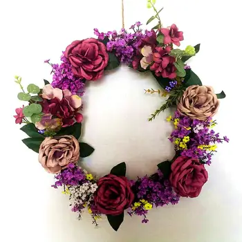 

Fall Wreath 16 inches Flores Artificiales Door Wreath Large Garland Artificial Flower Home Decoration Farmhouse Deocr