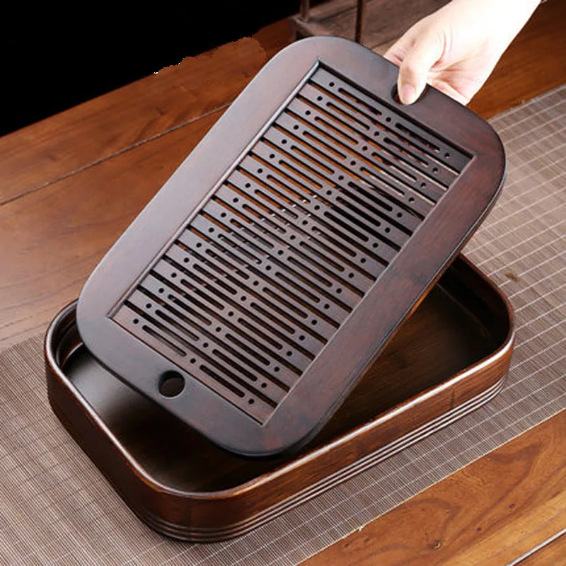 Natural Bamboo Tea Tray, Drainage Water Storage Tea Board, Teahouse Table, Tea Cup Holder, Chinese Kung Fu Teaware