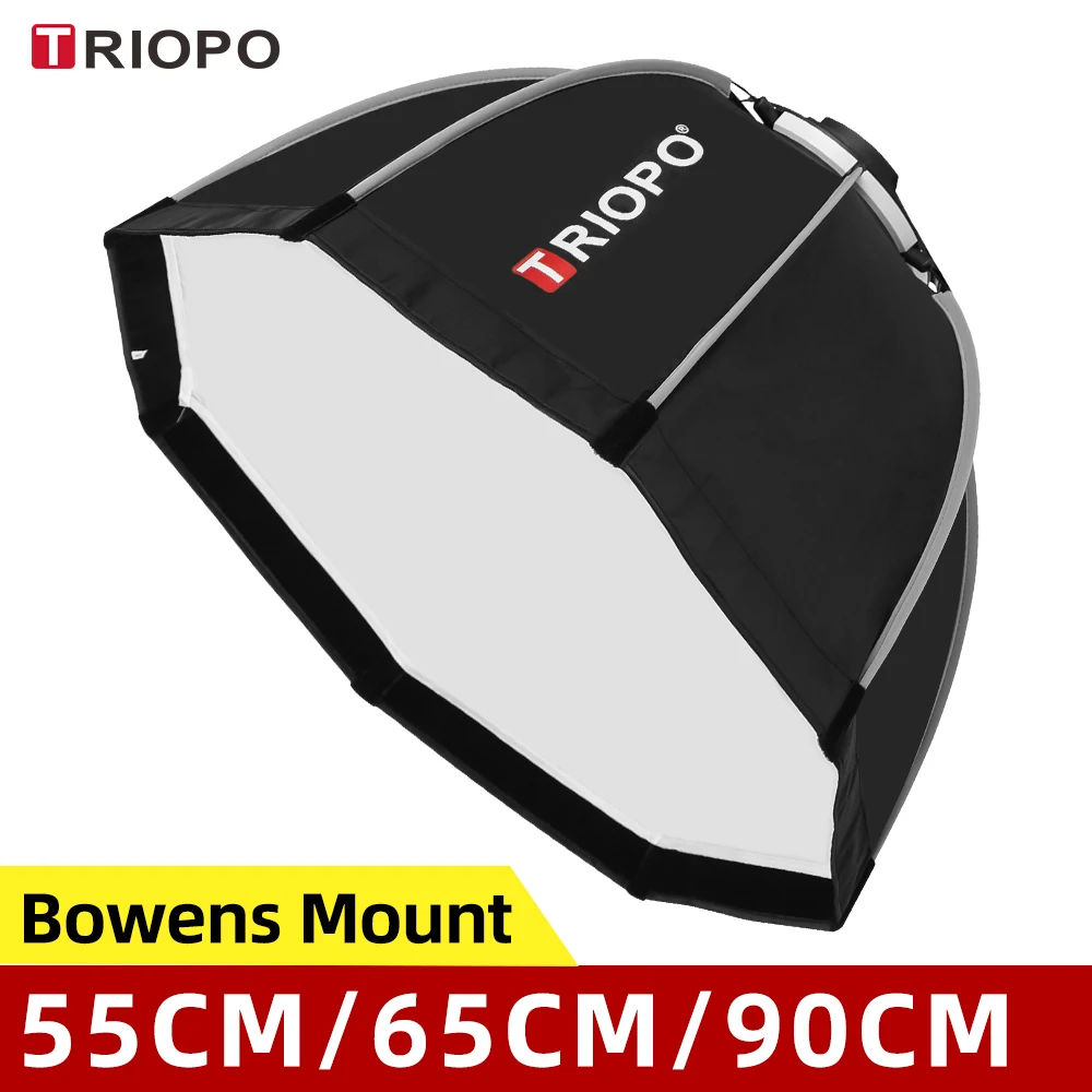 

Triopo 55cm 65cm 90cm Photo Bowens Mount Portable Octagon Umbrella Outdoor SoftBox with Carrying Bag for Studio Flash Softbox