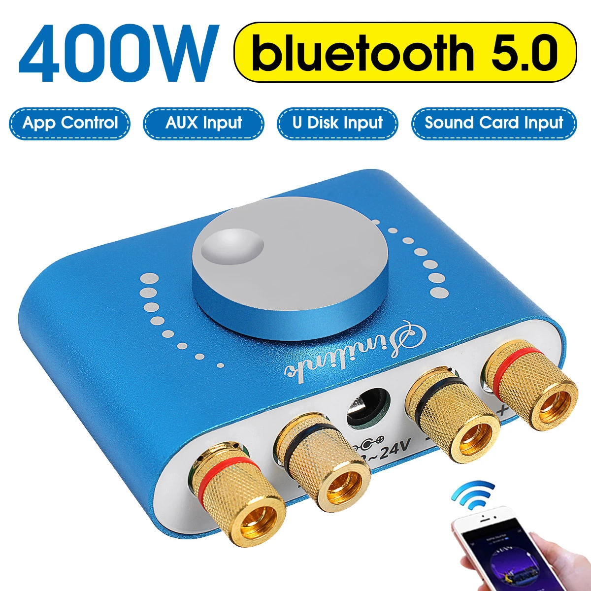 bluetooth car amplifier 200W+200W 12V/24V Mini Amplifier bluetooth 5.0 Speaker Digital Audio Power Class D HiFi Stereo USB Music Sound Card AMP Home Car audio amplifier