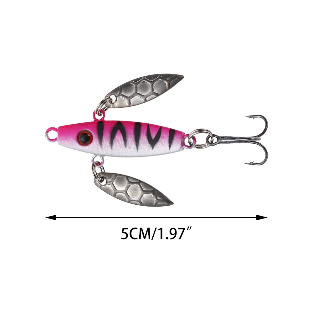 1PC 4 Styles Winter Treble Barbed Ice Hook Lure Colorful Artificial Hard Bait Lead Jigging Ice Spinner Lure Outdoor Fishing Tool