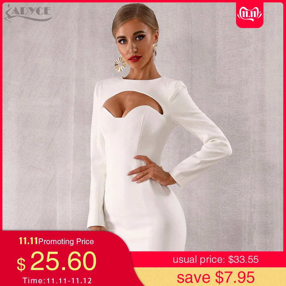 

Adyce New Autumn Women Bodycon Celebrity Evening Party Dress Vestidos Verano 2019 Sexy White Long Sleeve Mini Runway Club Dress