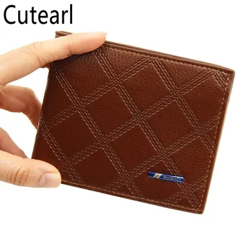 

New fashion men's leather short Plaid Pattern wallet double fold Casual luxury men's Pocket Wallet men's carteras de mujer