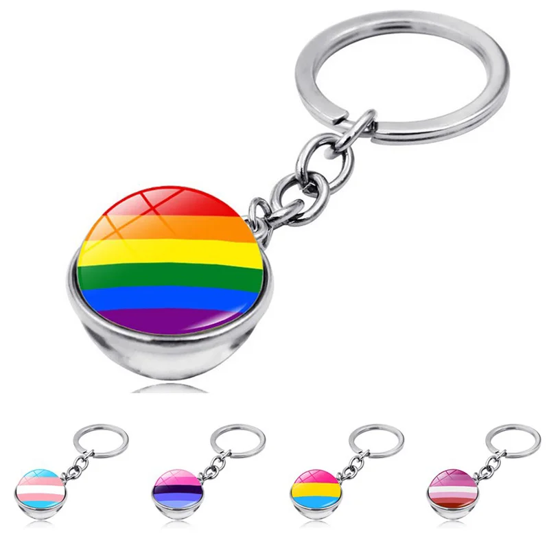 Gay Pride ювелирное изделие стеклянный шар брелок с изображением ЛГБТ радуги флаг из