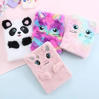 

Fluffy Diary Girls Journal Notebook Cartoon Planner Notebook Cat Panda Memo Pad Birthday Gift Notebooks libros agenda