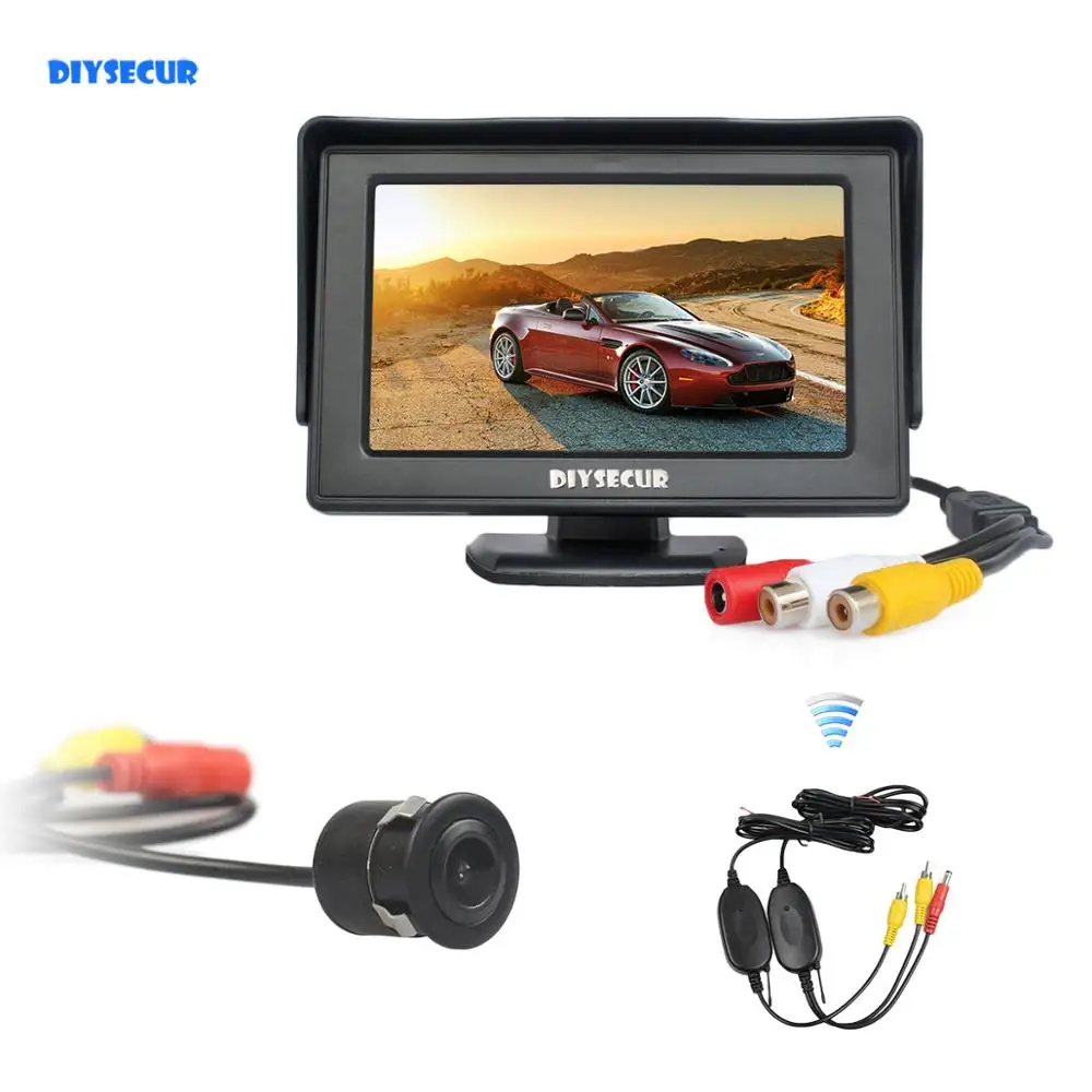 

DIYSECUR Wireless 4.3" Color TFT LCD Car Monitor with HD Rear View Reverse Backup Car Camera Parking System