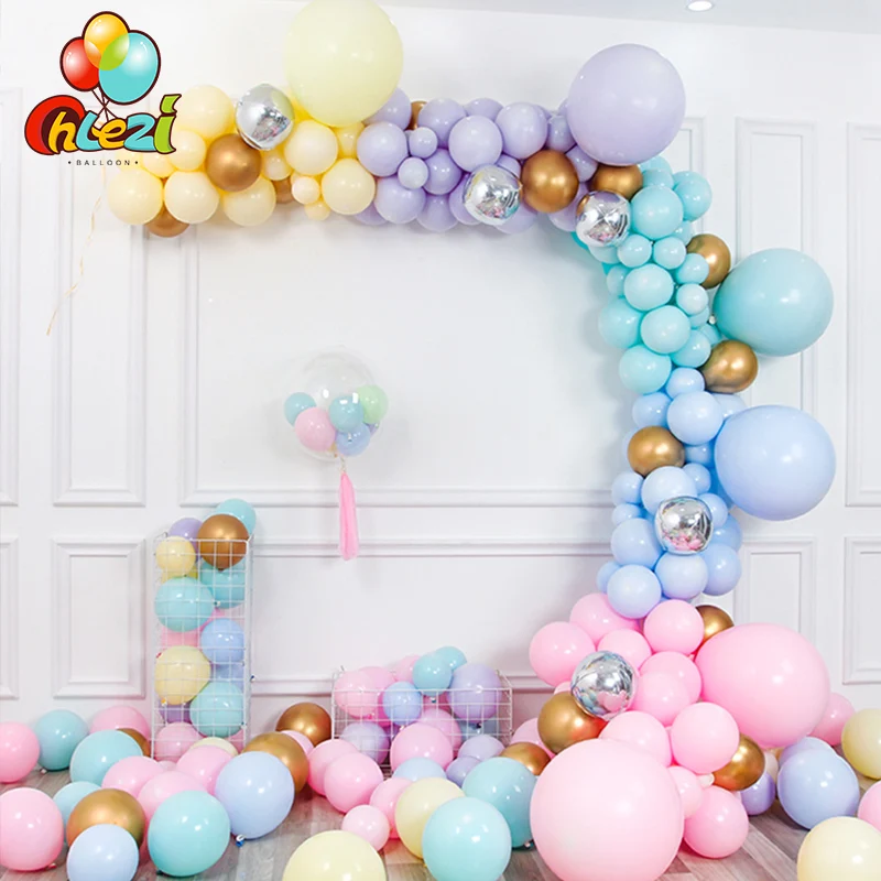 

Macarons Balloon Garland Arch Kit Blue pink rainbow Latex air Balloons Pack baby shower Birthday party balloon chain decoration