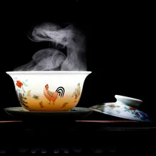 Цветной античный керамический чайный сервиз Gaiwan Kungfu с курицей, цвет Daming Chenghua, цилиндрическая чашка для курицы, чайная супница, чайная чашка