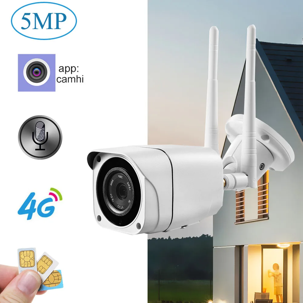 5MP HD 4G sim-карта GSM IP камера 1080P беспроводная wifi наружная камера безопасности CCTV металлическая P2P Onvif двухсторонняя аудио камера