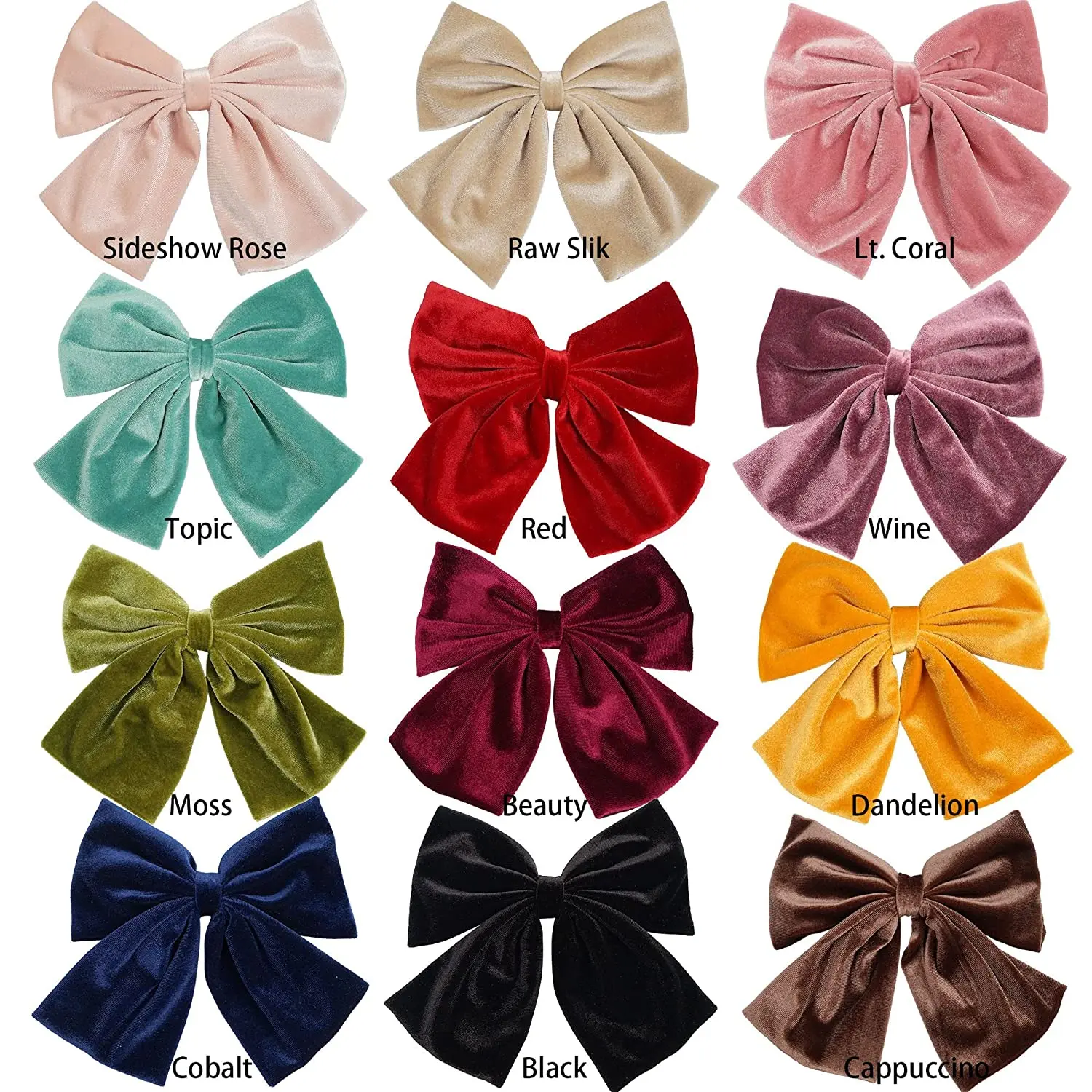 12 Pack Velvet Hair Bows Clips Girls 8Inch Big Large Velvet Bows French Hair Barrettes Vintage Accessories for Teens Girls Women