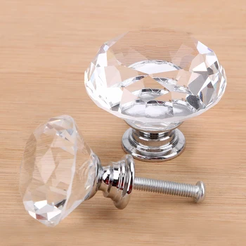 1 Pcs Cabinet Door Wardrobe Handles Glass Knob Cupboard Drawer Pull Kitchen Appliance 3040mm Diamond Shape Design Home Decor