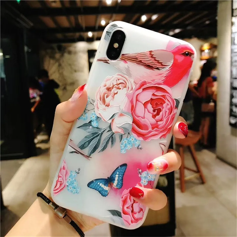 MOUSEMI Luxury 3D Silicone Case For iPhone 6 7 6S 8 Plus 5S SE X XS MAX XR Shockproof Flower Phone Case For iPhone 6 7 Case Girl (12)