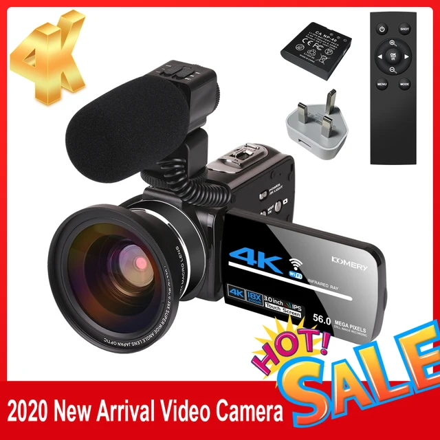 Видеокамера KOMERY 4K, 56MP, Wi-Fi, vlog, для ландшафта, сенсорный экран, ночное видение, цифровая зум-камера 1