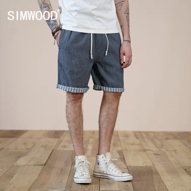 SIMWOOD летние новые клетчатые шорты оверсайз мужские мягкие удобные шорты на завязках брендовая одежда для бега размера плюс 1