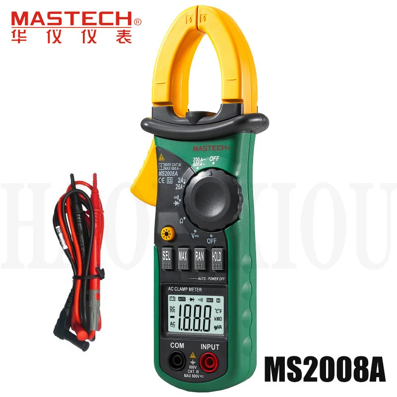 Mastech MS2008A цифровой AC клещи 600A Amper зажим мультиметр Подсветка удержания данных Диод Непрерывность тест