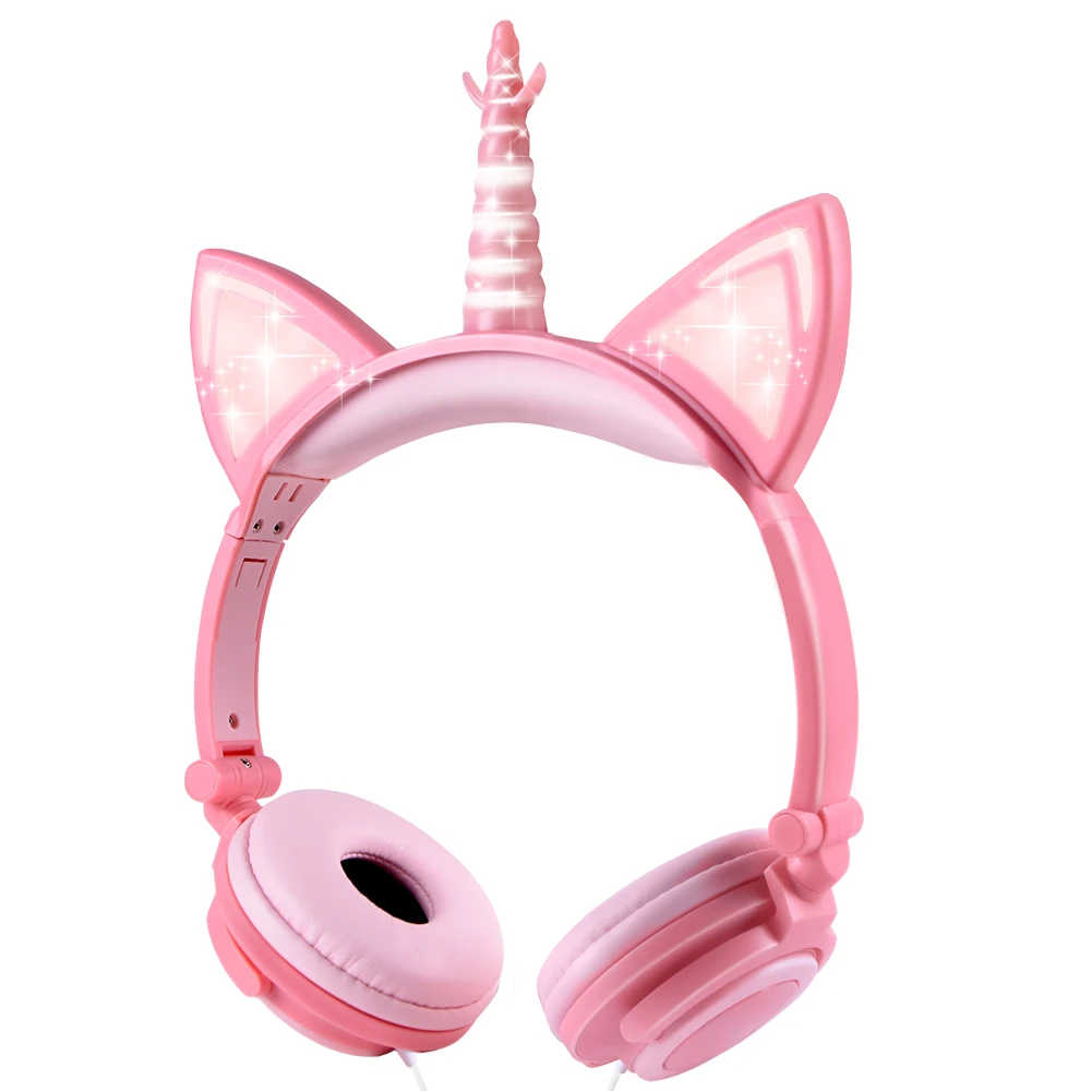 Funny Kids Headset Colorful Diamond Unicorn Girl Wired Headphones Music Stereo Phone Earphones Children Christmas Birthday Gifts