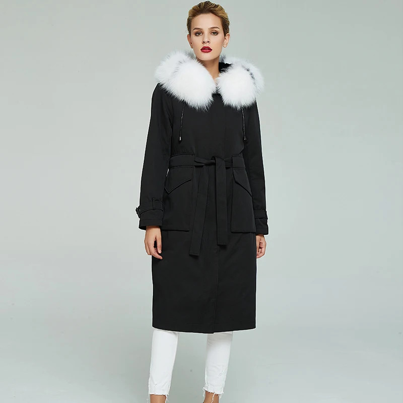 Real Fur Coat Women Winter Clothes 2020 Natural Rex Rabbit Liner Parka Luxury Fox Hooded Warm Jacket Hiver 1905 | Женская одежда