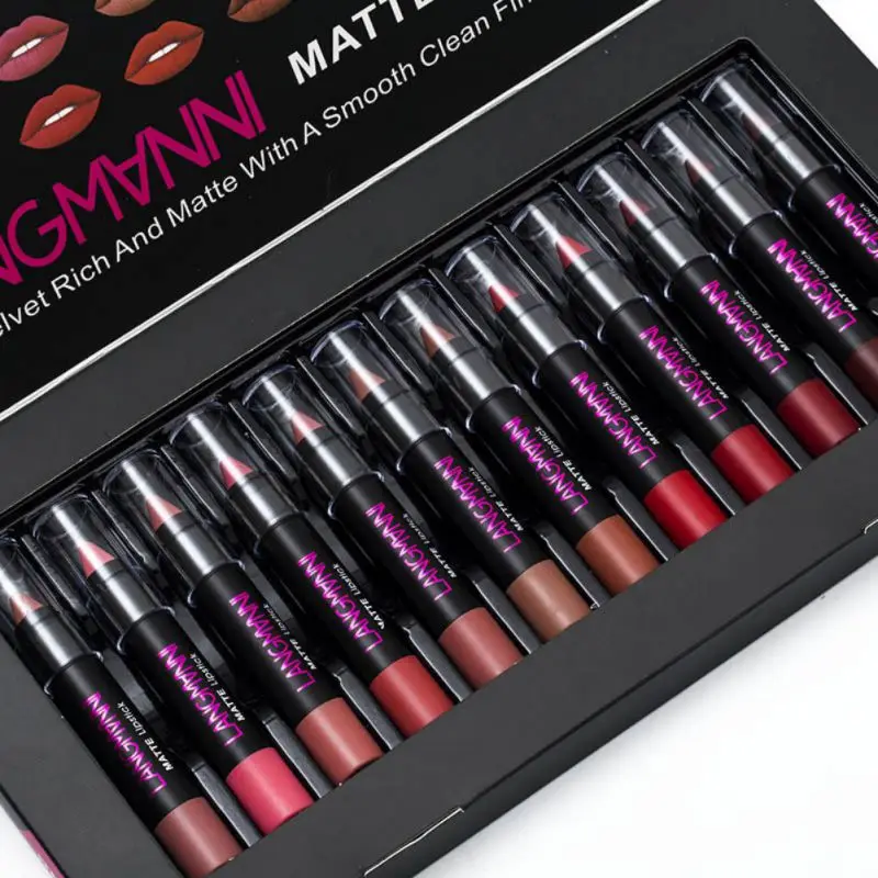 langmanni 12pcs Sexy Matte Lipstick Waterproof Kits Lips Makeup Nutritious Velvet Lip Stick Tint Nude Makeup Cosmetic langmanni 12pcs Sexy Matte Lipstick Waterproof Kits Lips Makeup Nutritious Velvet Lip Stick Tint Nude Makeup Cosmetic