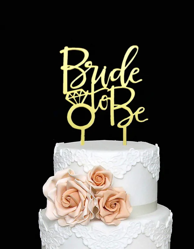 Свадебные украшения с бриллиантами, акриловые украшения для торта, Золотые Зеркальные украшения для свадебного душа, свадьбы, помолвки, вечерние украшения - Цвет: mirror gold