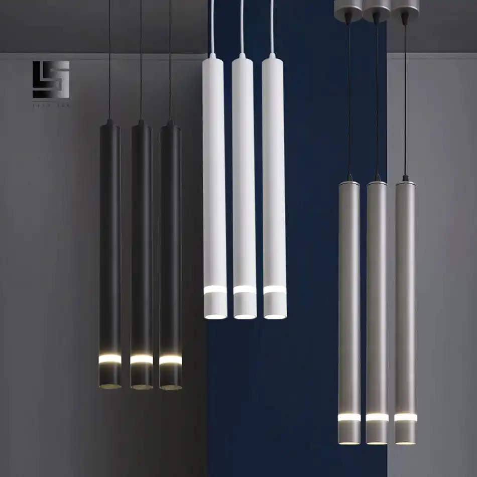 Lámpara led colgante de tubo moderno largo, luminaria cilíndrica para